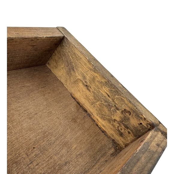 Primitive Wooden Box with Lid Handmade 9" x 7" Rustic Basic Weathered Wood Vtg - Picture 5 of 16